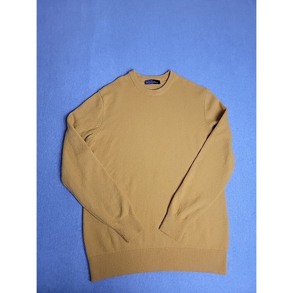 GAP Sweater‎ Mens LT Tall Pullover Mustard Yellow Lambswool Wool Blend Crewneck